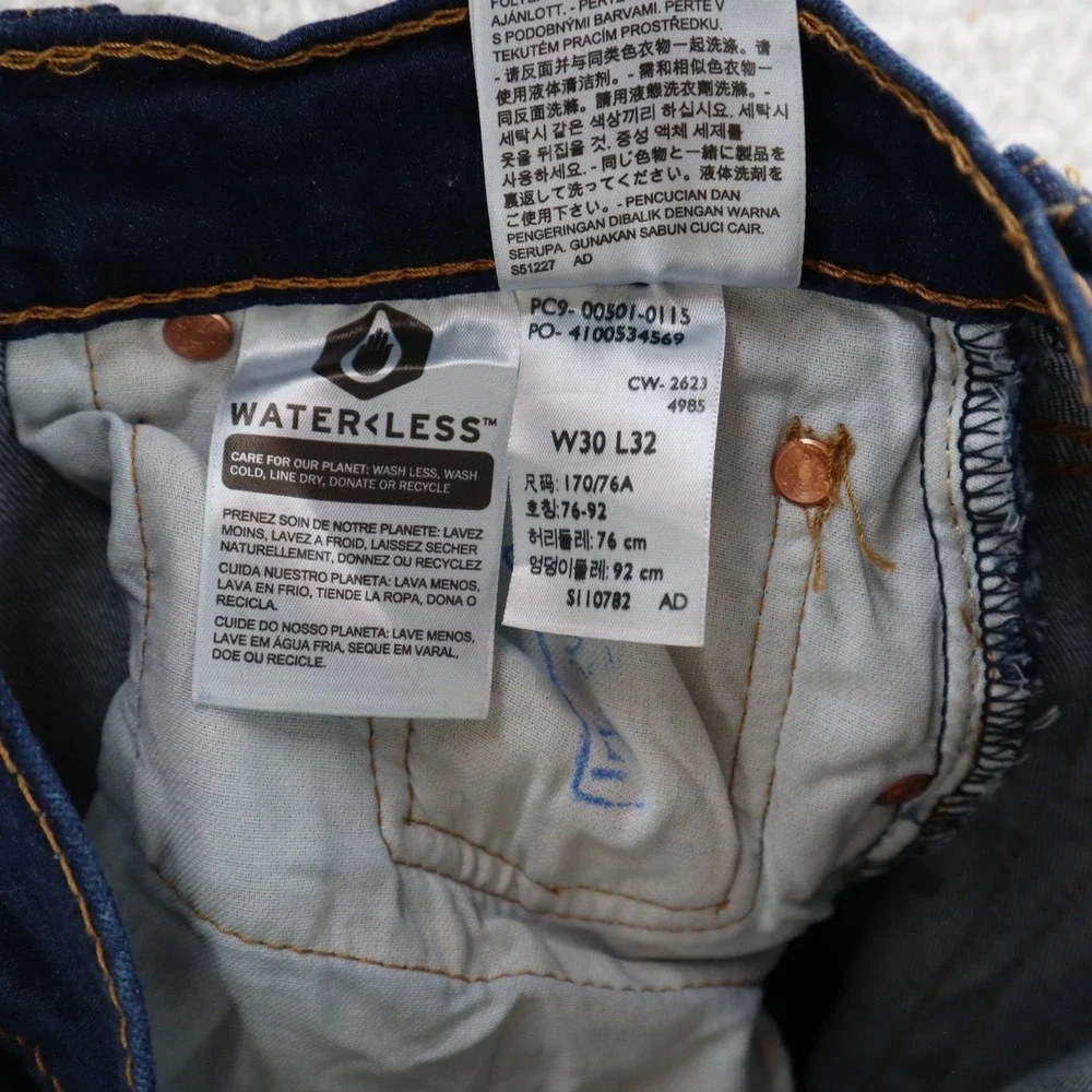 Levis 501 Jeans Mens 30x32 Blue Original Button Fly Stretch Denim Grunge 90s Y2K